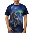 thumbnail image 4 of LAOLIUSN Men's Wolf Print T-Shirt, Moon Forest Graphic Tee, S-4XL, 4 of 7