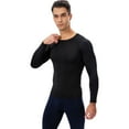thumbnail image 3 of Active Men's Long Sleeve Compression Shirt with Crew Neck and Moisture-Wicking Stretch Fabric - Medium, Black, 3 of 7