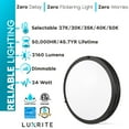 thumbnail image 7 of Luxrite 18 inch LED Flush Mount Ceiling Light, 5 Color Selectable 2700K-5000K, Dimmable, 24W, 2160 Lumens, ETL Listed, Matte Black, 7 of 7