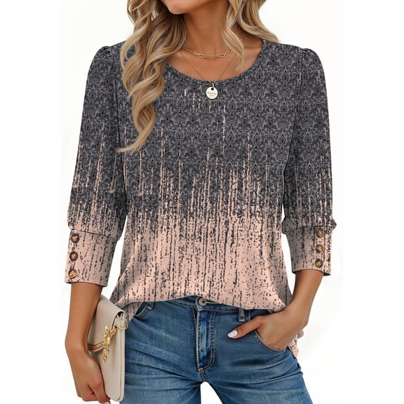 Fantaslook Womens Tops 3/4 Sleeve with Buttons Dressy Casual Blouses Summer Shirts Beach Vacation Trendy Clothes