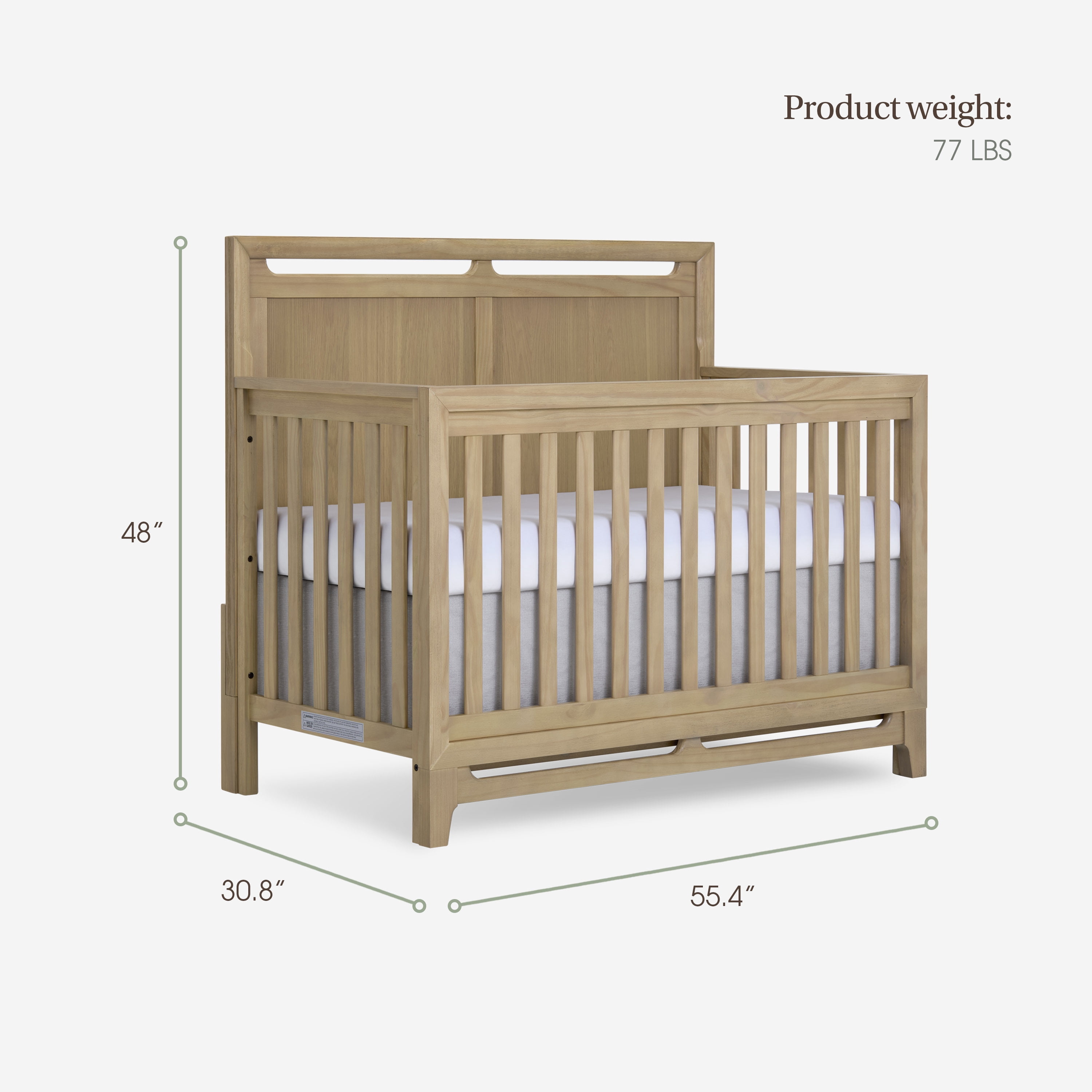 Evolur Bradford 5 in 1 Convertible Crib, Alpine Oak