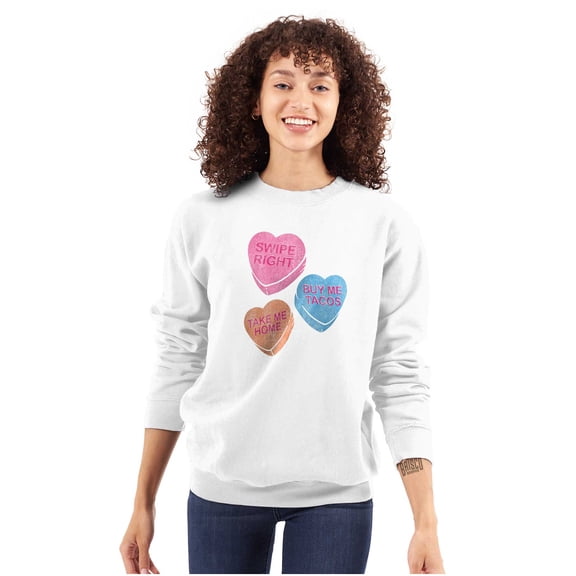Funny Valentine's Conversation Hearts Women Crewneck Sweatshirt Brisco Brands S