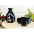 thumbnail image 5 of Made In Japan Ceramic Midnight White Cherry Blossoms Sake Flask With 4 Cups Set, 5 of 5