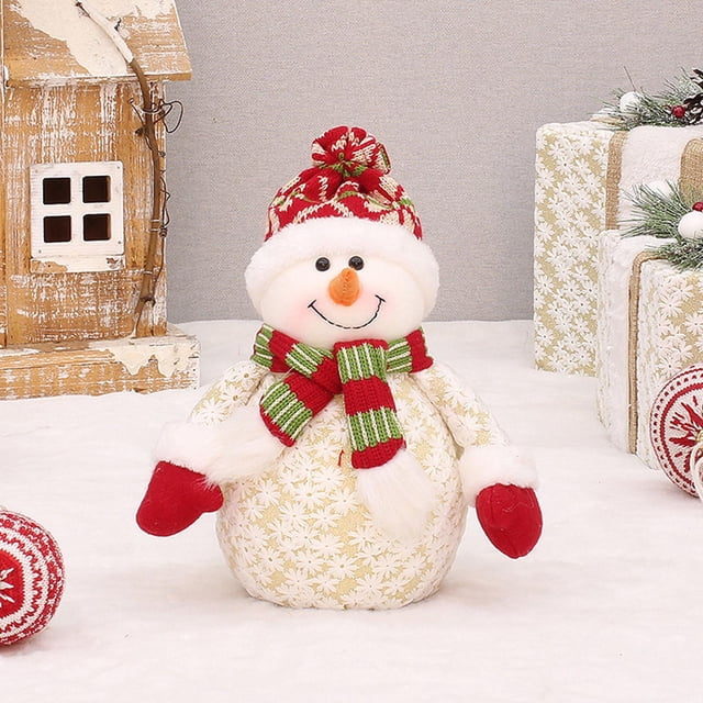 Muñeco navideño de pie, decoración de mesa, muñeco de peluche corto, adornos navideños , S Macarena Figura de muñeco de nieve