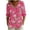Hot Pink-02, variant on Perfectbot Women's Peter Pan Collar Blouse 3/4 Puff Sleeve Floral Print Button Down Casual Top