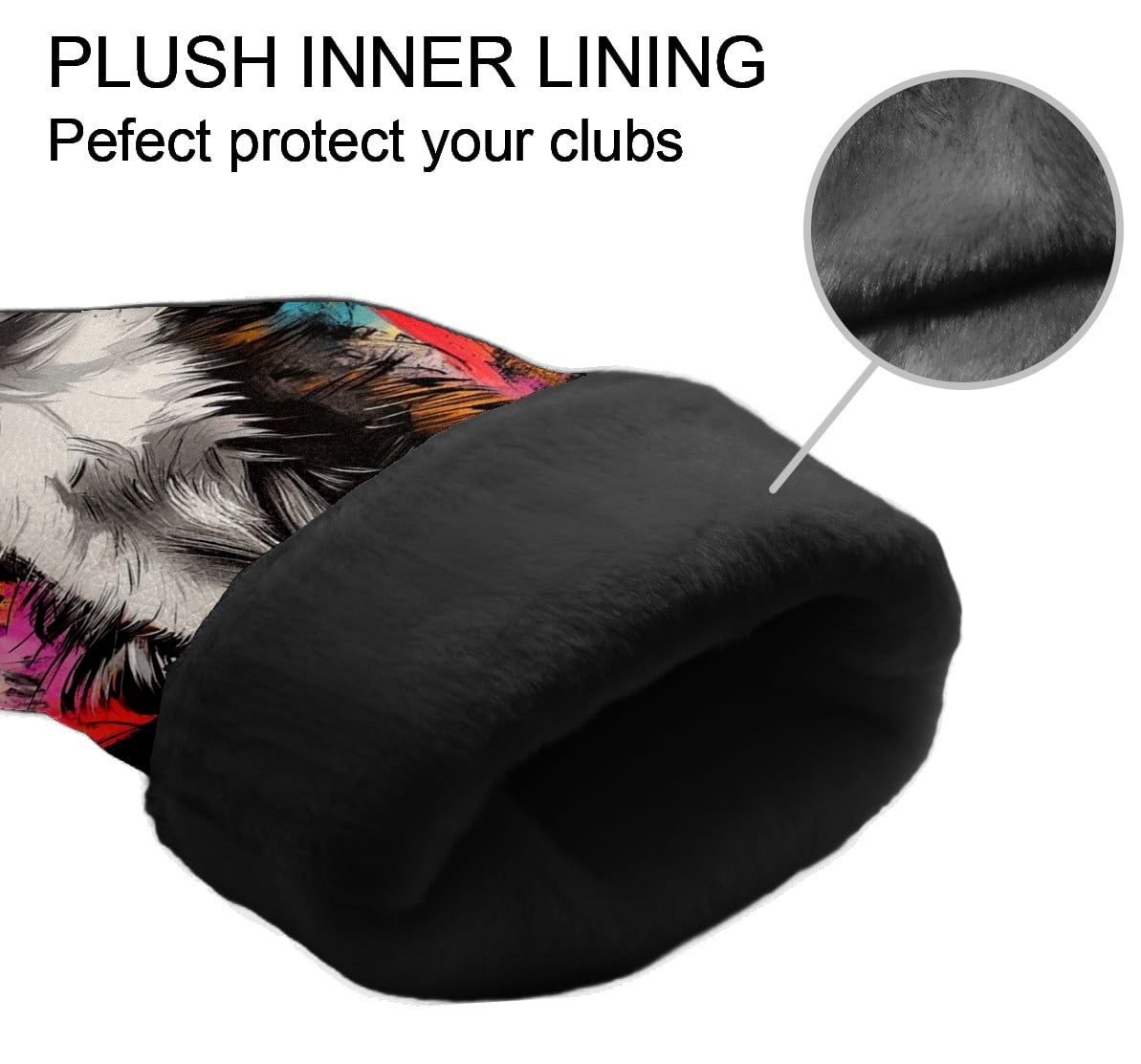 Golf Club Head Covers - Graffiti Cat Design, PU Leather, Waterproof, Fits Fairway Woods/Hybrid, Unisex, Fits Most Brands