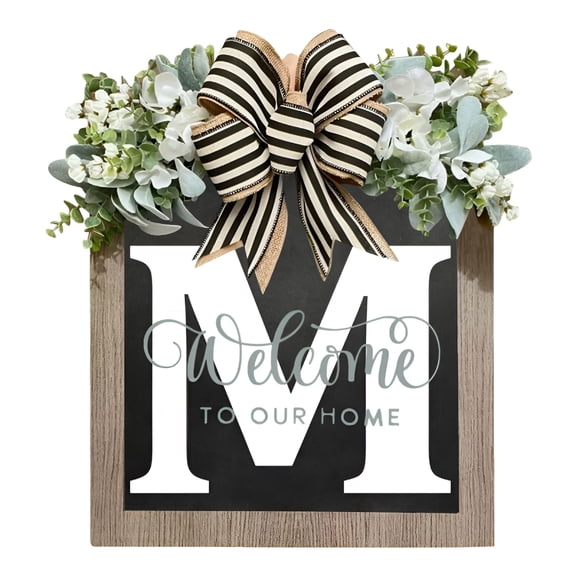 ACDANC Last Name Year Round Front Door Wreath 24 Letter Farmhouse Wreath with Wreath Bow Spring Wreaths for Front Door Outside Hanger Decor,Watermelon Red