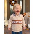 thumbnail image 6 of RUINIXCW Toddler Baby Boy Thanksgiving Sweatshirt Outfit Fall Winter Quarter Zip Sweatshirts Letter Turkey Embroidery Plaid Lapel Long Sleeve Pullover Shirt Top, 6 of 9