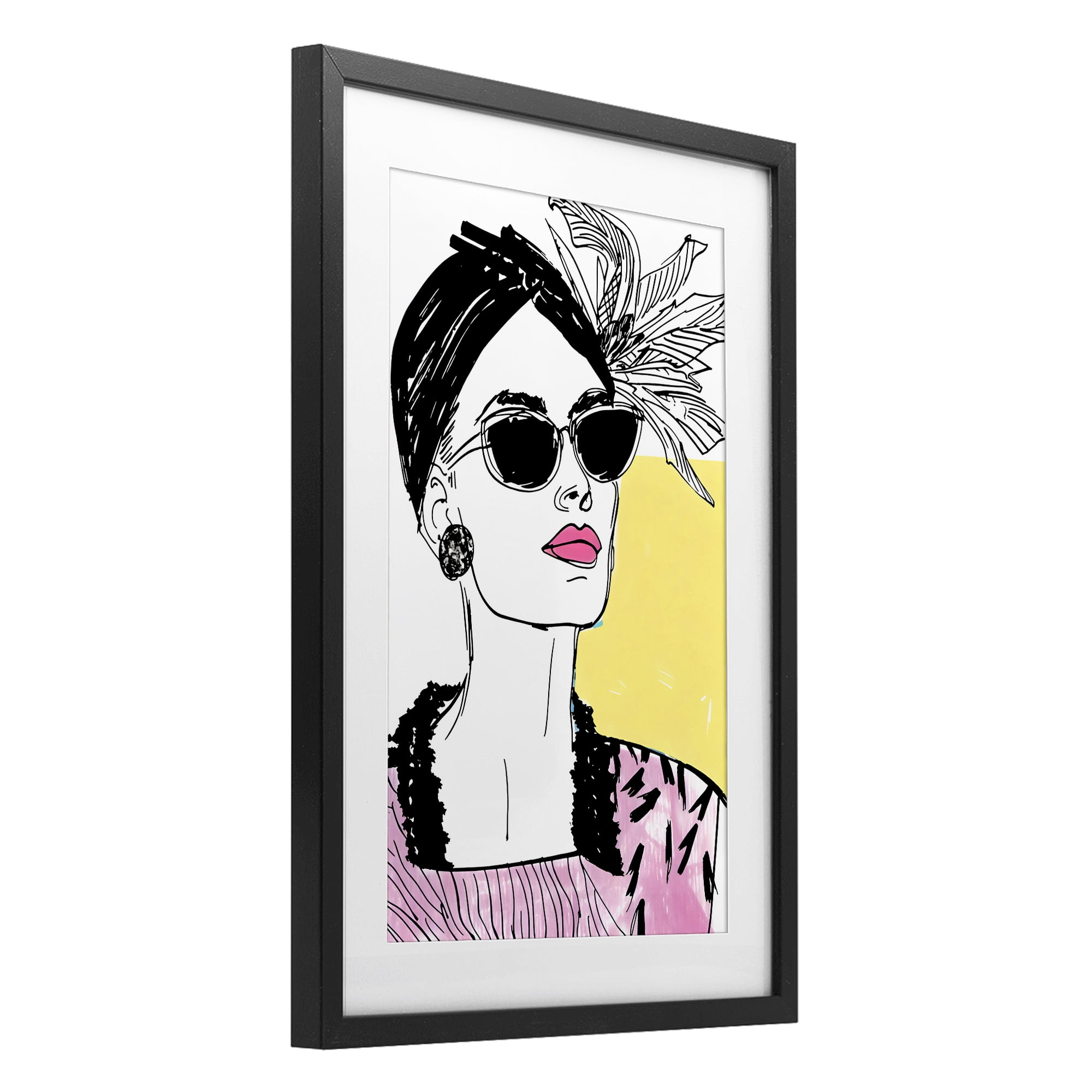 Stupell Industries The Rebel Muse Portrait Black Framed Print Under Glass, design by Andrea Haase