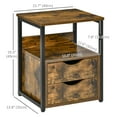 thumbnail image 3 of HOMCOM Table de Chevet avec 2 Tiroirs, Table d'Appoint Industrielle avec Tablette de Rangement, Table d'Extrémité d'Accent pour Chambre, Salon, Brun Rustique, 3 of 10