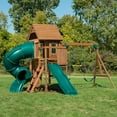 thumbnail image 2 of Swing-N-Slide Tremont Tower Wooden Complete Backyard Swing Set with Tube Slide, Wave Slide, Wood Roof, Climbing Wall, and Swings, 2 of 8