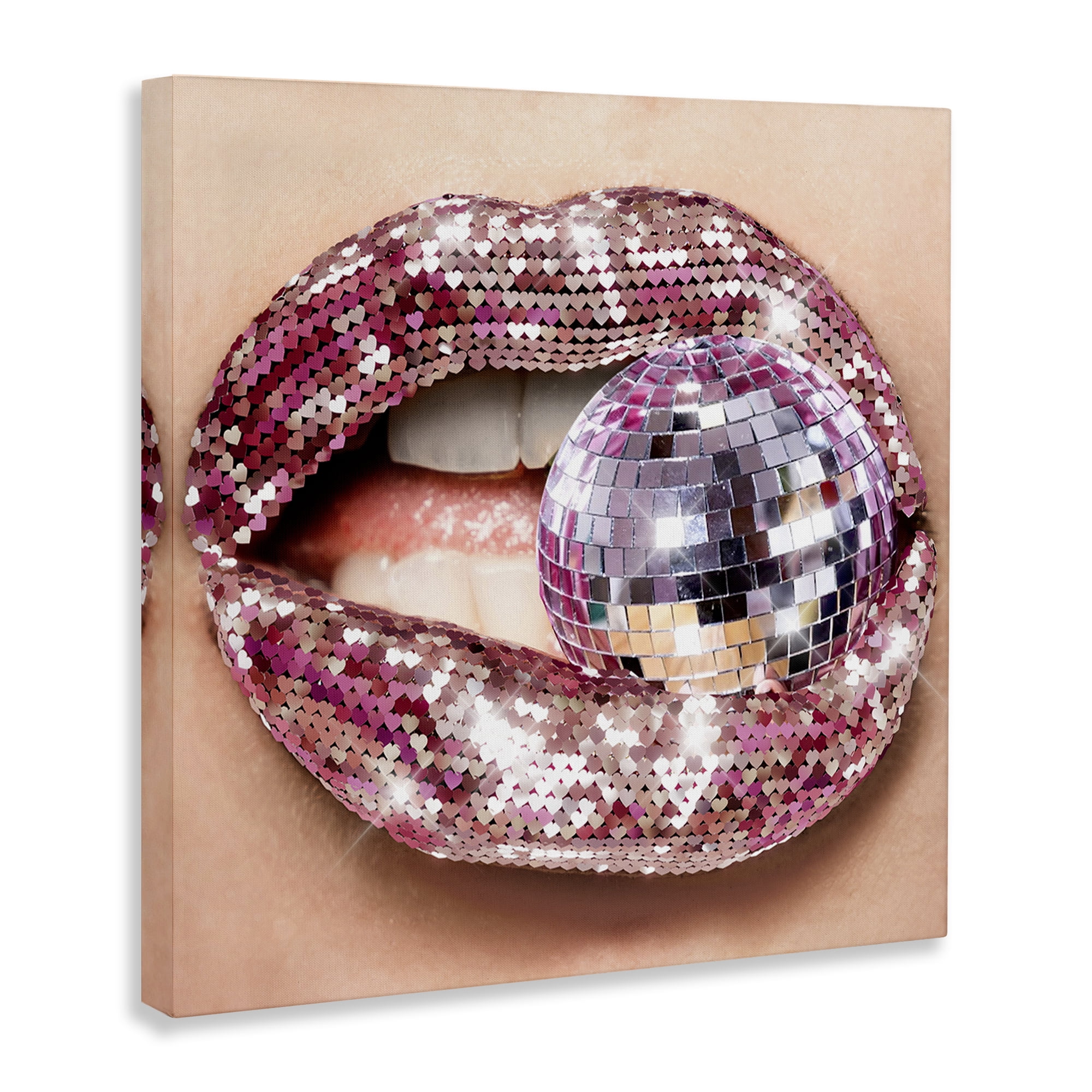 Stupell Industries Biting Disco Ball Novelty Painting Gallery Wrapped Canvas Art Print Wall Art, 24 x 24