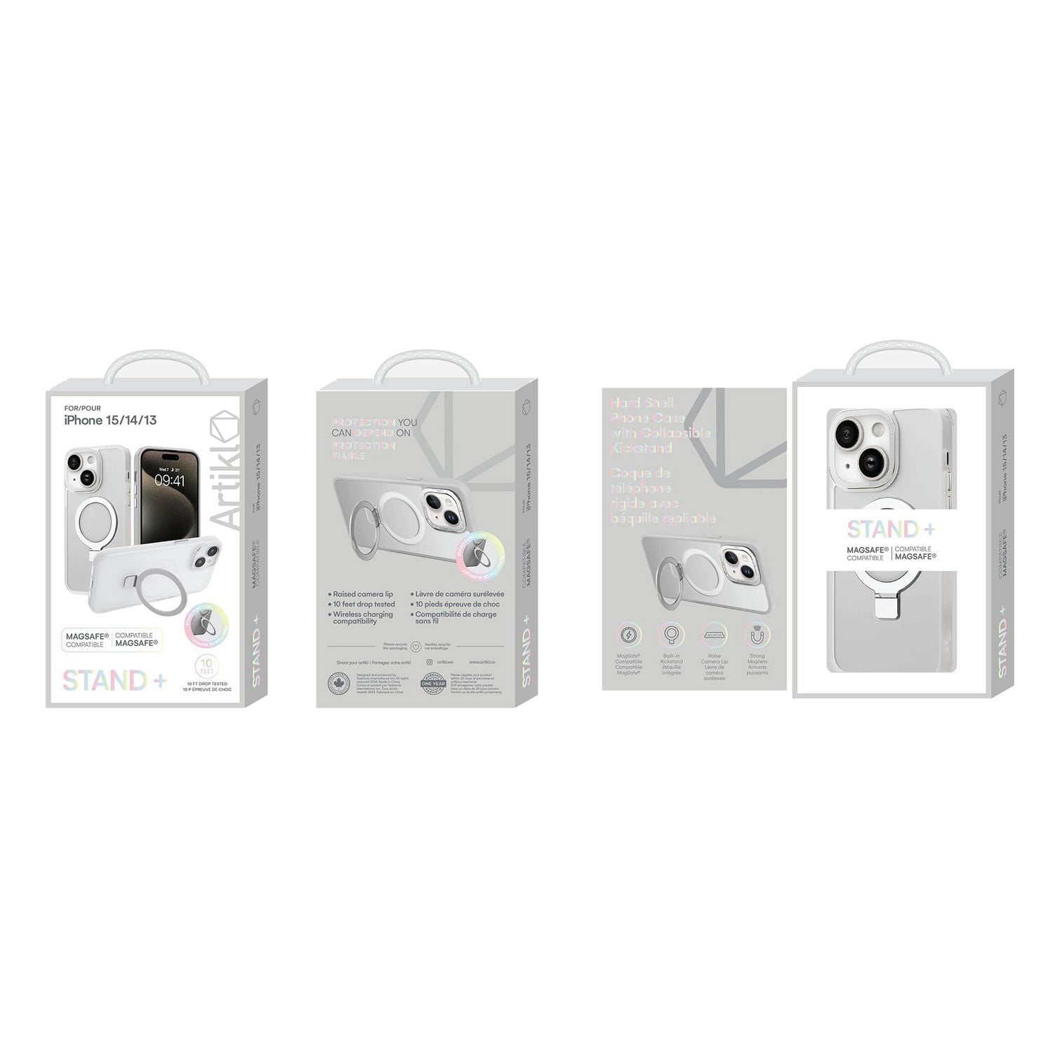 Artikl Lux Pro MagSafe Compatible Clear Case for iPhone 15/14/13 - Silver