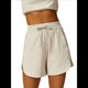 thumbnail image 1 of Pantalones Cortos Deportivos con Cordón para Mujer, de Cintura Alta, para Hacer Ejercicio en Verano, con Bolsillos. Cremoso M, 1 of 7
