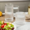 thumbnail image 3 of Ribbed Drinking Glasses 8pcs 12oz and 10oz Glassware Tumbler Glasses Cup Set for Wedding Party Christmas Gift Clear, 3 of 7