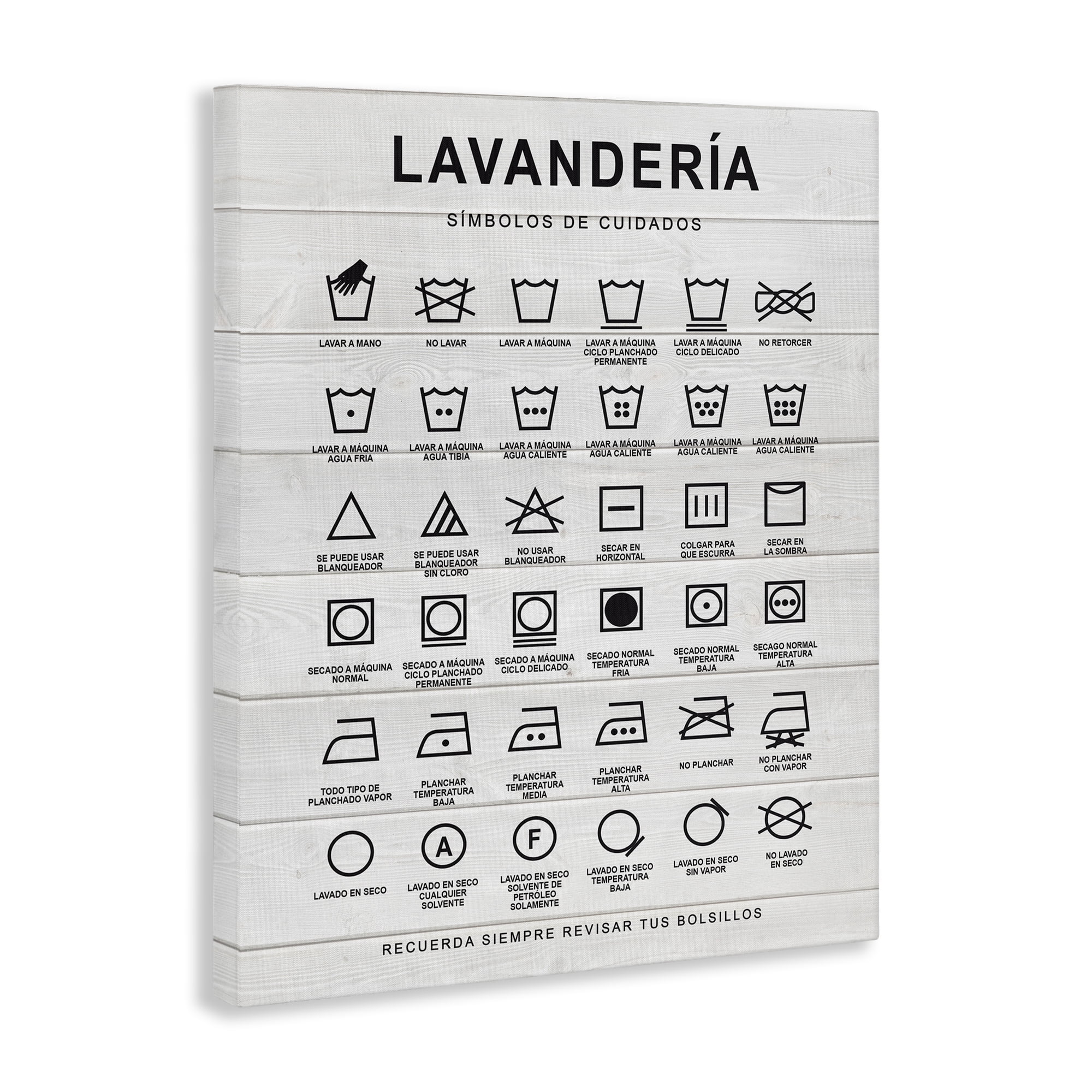 Stupell Industries Guía de Lavado de Ropa, Blanco Bath & Laundry Painting Wrapped Canvas Art Print Wall Art, 30 x 40