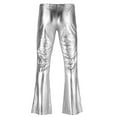 thumbnail image 2 of iiniim Mens Shiny Metallic Meggings Leggings for Halloween Costume Disco Festival Bell Bottom Flared Long Pants, 2 of 7