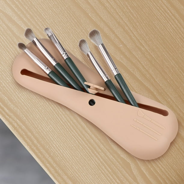 OHOIOLLA 2Ud Estuche Portátil Para Brochas De Maquillaje De Silicona Flexible Uso Para Viaje Y Oficina