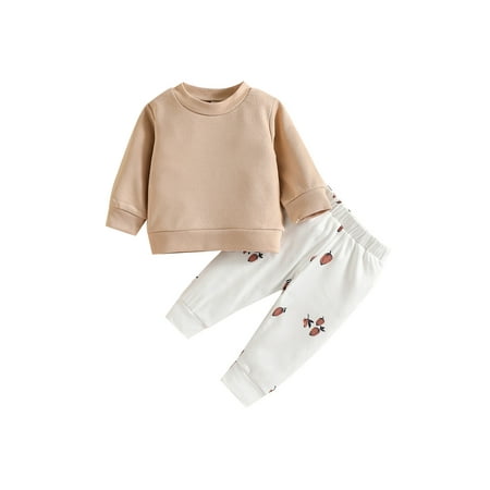 

Afunbaby Toddler Baby Girls Boys 2Pcs Outfits Round Neck Long Sleeve Sweatshirt Tops + Elastic Waist Long Pants