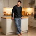 thumbnail image 2 of VV AVEORS Mens Pajama Set Pjs Christmas Plaid Sleepwear Cotton Lightweight Long Sleeve Pjs Soft Comfy Sleep Set With Pocket Navy 3XL, 2 of 8