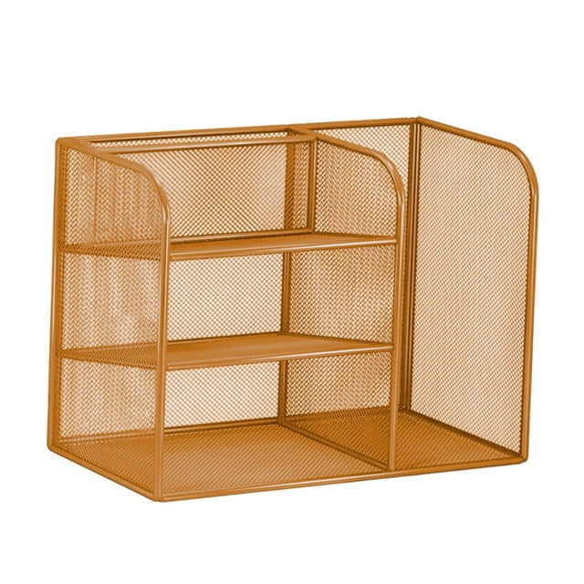 Rongfmy Desk Organizer File Holder Desktop File Organizer for Dorm Office Stationery Gold