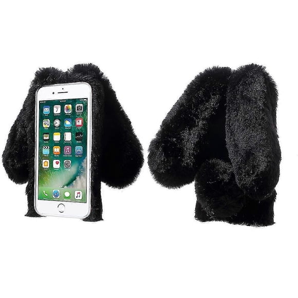 Rabbit Shape Warm Fur Tpu Cell Phone Casing For Iphone Se (2020)/se (2022)/8/7 4.7 Inch - White