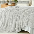 thumbnail image 5 of Exclusivo Mezcla Fuzzy Faux Fur Bed Blanket Queen Size, Reversible Shaggy Sherpa Fleece Blankets,Fluffy Plush Warm Throws for Couch, Bed, 90X90 Inches, Light Grey, 5 of 7