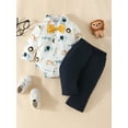 thumbnail image 3 of Bagilaanoe 2Pcs Baby Boys Gentleman Clothes Newborn Long Sleeve  Shirt Tops + Trousers 3M 6M 9M 12M 18M Infant Dressy Outfit Sets, 3 of 9