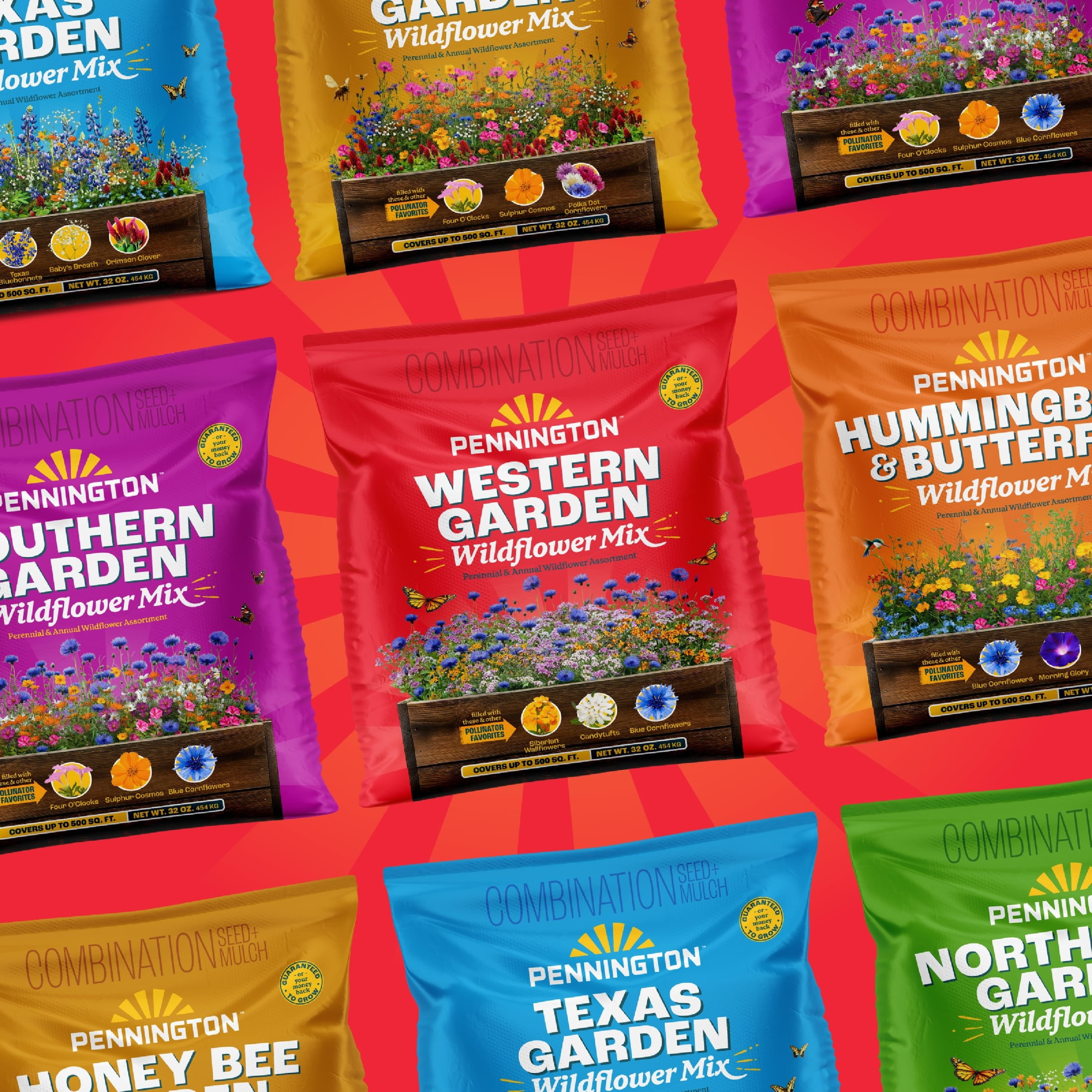 Pennington Wildflower Seed Mix, Western Garden Blend, Annual and Perennial, 32 oz
