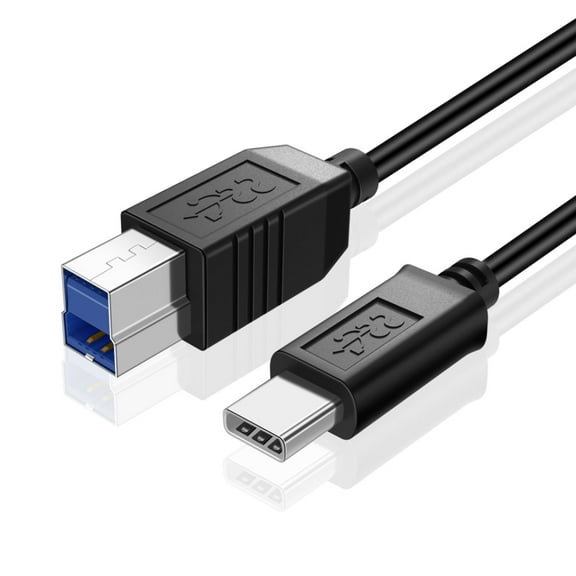 USB Type C (USB-C) to Type B (USB-B) Cable (6FT) Black -Upstream SuperSpeed Standard USB 3.1 Male Port With Reversible Type C Connector Design For Printer Scanner