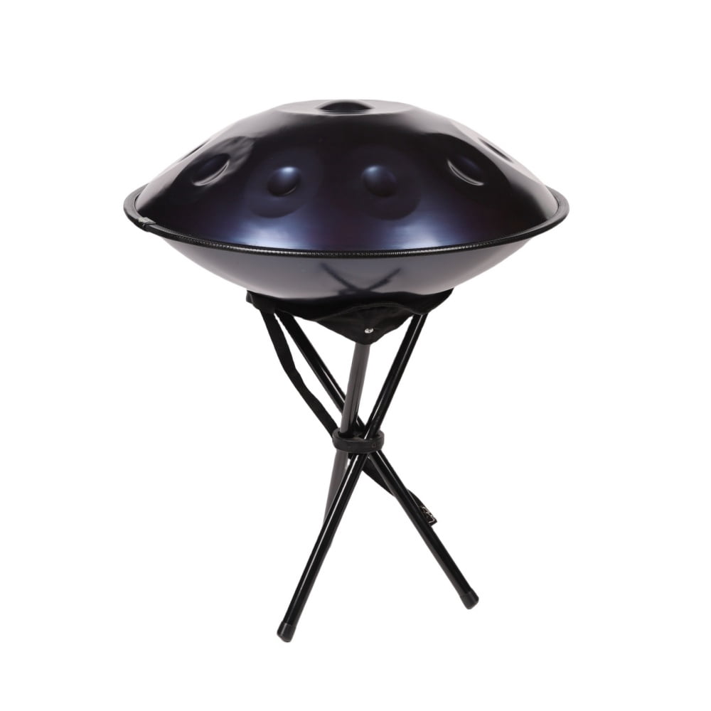 Latourreg 440Hz Tambourine drum in 22inch D Minor 10Notes Steel Tongue Blue Hand Pan Drum Instrument with Soft Hand Pan Bag, hand pan Mallet,Hand pan Stand,Dust-free