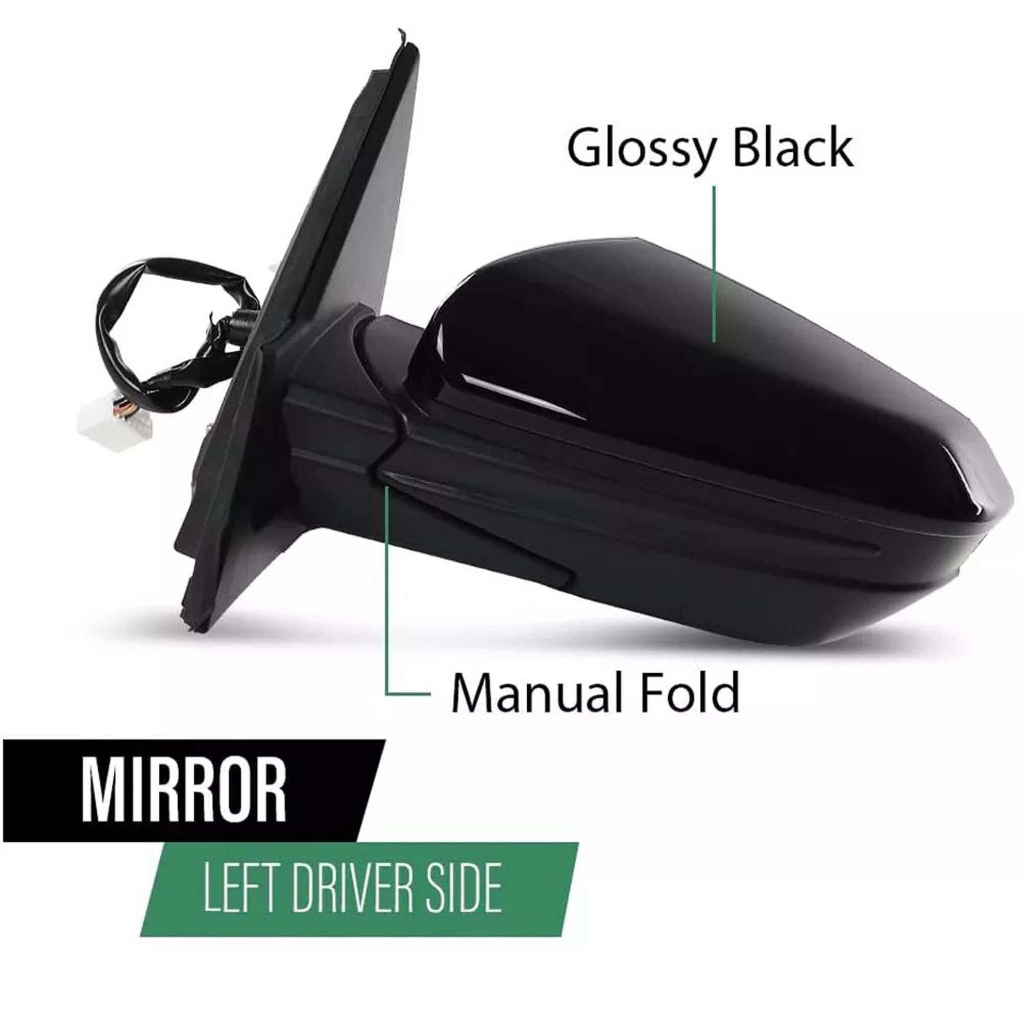 Mirror Assembly For Honda Civic 2016-2021 Left Driver Side Manual Fold Black LH