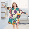thumbnail image 5 of FORMRS Wearable Blanket Hoodie with Sleeves for Kids Cozy Flannel Sweatshirt, Purple Geometric, 5 of 7