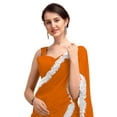 thumbnail image 2 of Women's Georgette Partywear Saree Ruffle Frill Sari with Readymade Blouse , Color: Orange | Size: 38, 2 of 6