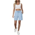 thumbnail image 3 of Women's Hiking Cargo Shorts Lightweight Quick Dry Summer Casual Athletic Shorts Camping Travel Pockets by Yigetop Light blue XL, 3 of 7