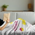 thumbnail image 3 of 1st Birthday Soft Flannel Fleece Throw Blanket, Words Design with Princess Girl Theme Party with Hearts Image, Cozy Plush for Indoor and Outdoor Use, 70" x 90", Yellow and Hot Pink, by Ambesonne, 3 of 5