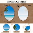 thumbnail image 3 of Canvas Wall Art Tropical Palm Sand Beach Palm Trees Beach Ocean Clear Sky Tropical Oval Framed Canvas Prints Vintage Wall Hanging Decor for Home Office Decorations 8.6"x11.4", 3 of 7