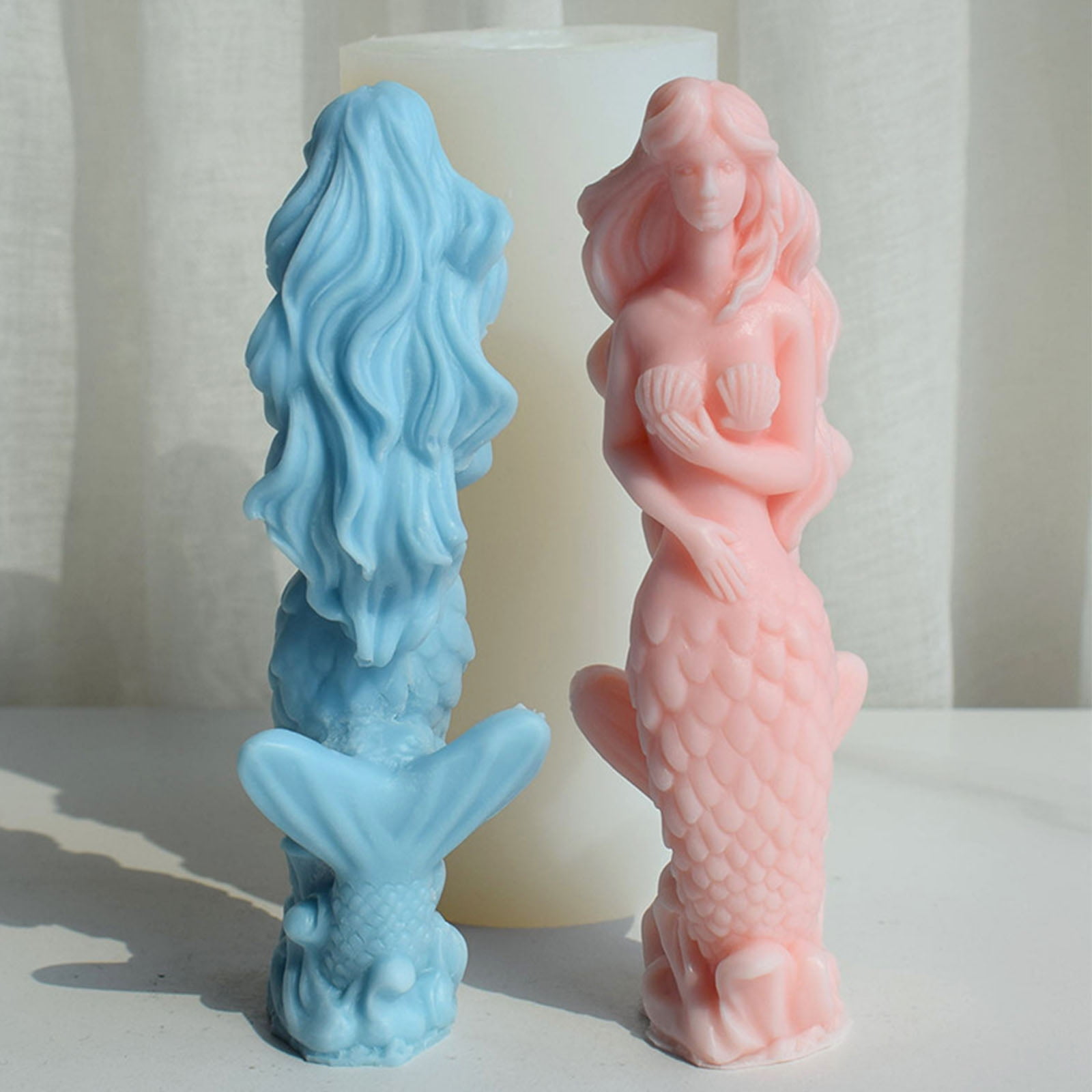 Mermaids Silicone Mold Epoxy Resin Molds Table Ornament Mould Scented Plasters Making Tool Easy to Clean