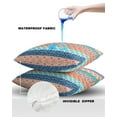 thumbnail image 4 of Outdoor Pillow Covers Pack of 2, Bohemian Orange Blue Geometric Striped Waterproof Throw Pillowcase Cushion Cases, Abstract Tribal Decorative Pillow Cover for Couch Sofa Home Bed Patio, 4 of 6