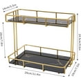 thumbnail image 2 of Bathroom Organizer Countertop Perfume Organizer Makeup Organizer Cosmetics Storage Display Rack 2 Tier Vanity Tray Dresser Stainless Steel Gold Shelf White Marble Ceramic Tray (Black), 2 of 9