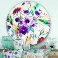 thumbnail image 2 of Designart 'fleurs de Ferme Abstraites Violettes et Rouges' Art Mural en Métal Cercle - Disque de 36, 2 of 5