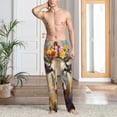thumbnail image 5 of Vsdgher Oil Painting Flower Cow Print Mens Pajama Pants Sleep & Lounge Pants, PJ Bottoms With elastic waistb and Pockets, 5 of 5