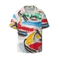 thumbnail image 3 of Balery Colorful Abstract Bumper Cars Men's Casual Button Down Shirt Short Sleeve Textured Summer Cuban Beach Shirts-Large, 3 of 7