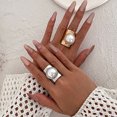 thumbnail image 3 of Yoyauz Women's Pearl Rings Geometric Irregular Pearl Rings Women's Open Adjustable Bands, 3 of 5