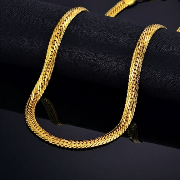 Hiphop Golden Chain For Men Hip Hop Chain Necklace 8MM 14K Yellow Gold Curb Long Chain Necklaces Men's Jewelry Colar Collier D275