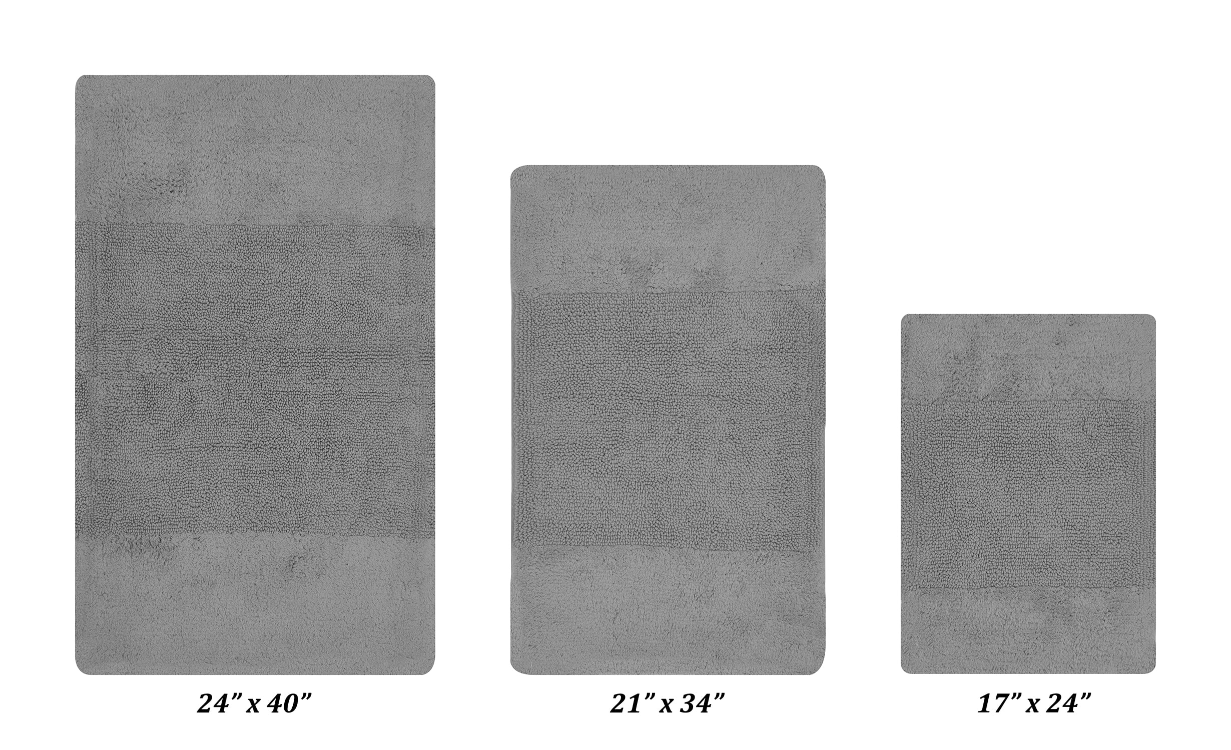 Better Trends 3 Piece Bathroom Rug Set, 100% Cotton, Extra Soft Tufted Bath Mat, Water Absorbent & Non Slip Bath Rug, (Gray) Granada Collection