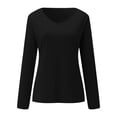 thumbnail image 3 of Wuphunn Long‑Sleeve Fitted‑Basic V‑Neck Casual Everyday T‑Shirts for Women Black 2XL, 3 of 9