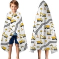 thumbnail image 3 of Cartoon Construction Vehicles Roads White Pattern Hooded Bath Towel，50"x30" for Ages 3 To 12 Kids, Quick Dry Lightweight Soft Microfiber Hood Beach Towel Cover Up for Kids, 3 of 7