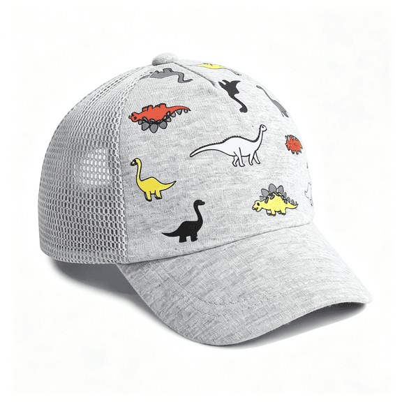 TELOLY Toddler Baseball Hat with Mesh Adjustable Dinosaur Printed Trucker Hat Outdoor Beach Infant Sun Cap for Kid Boy Breathable Cute Baby Hats 6-12 Months