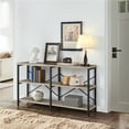 thumbnail image 2 of Alden Design 3-Tier Industrial Wooden Console Table with Metal Frame for Living Room, Rustic Gray, 2 of 7